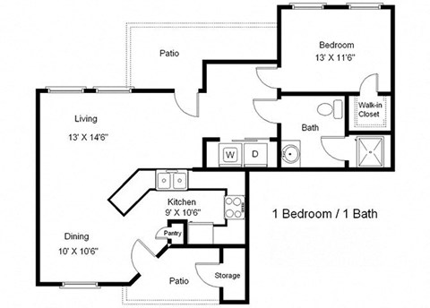 Lakeside Manor_1 Bedroom Floor Plan